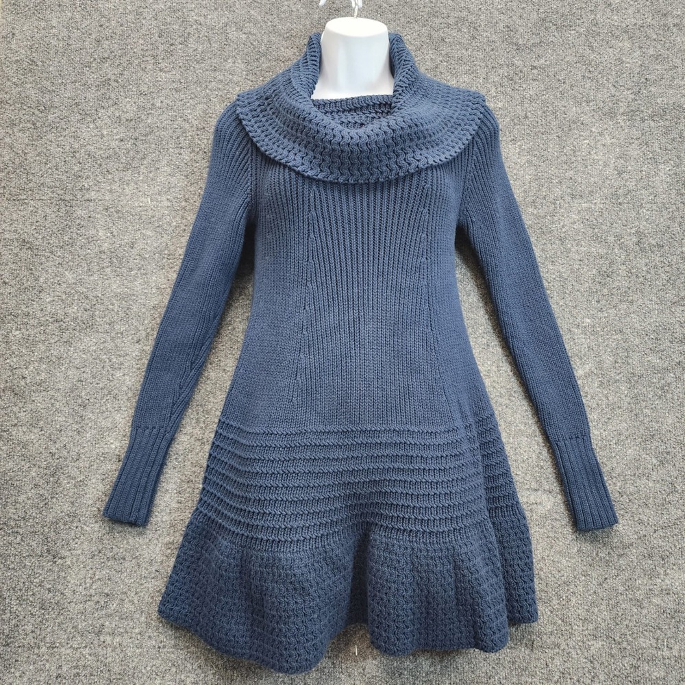 Shae Cashmere Cotton Blend Sweater Dress Womens S Cowl Neck Fit Flare Cozy Knit